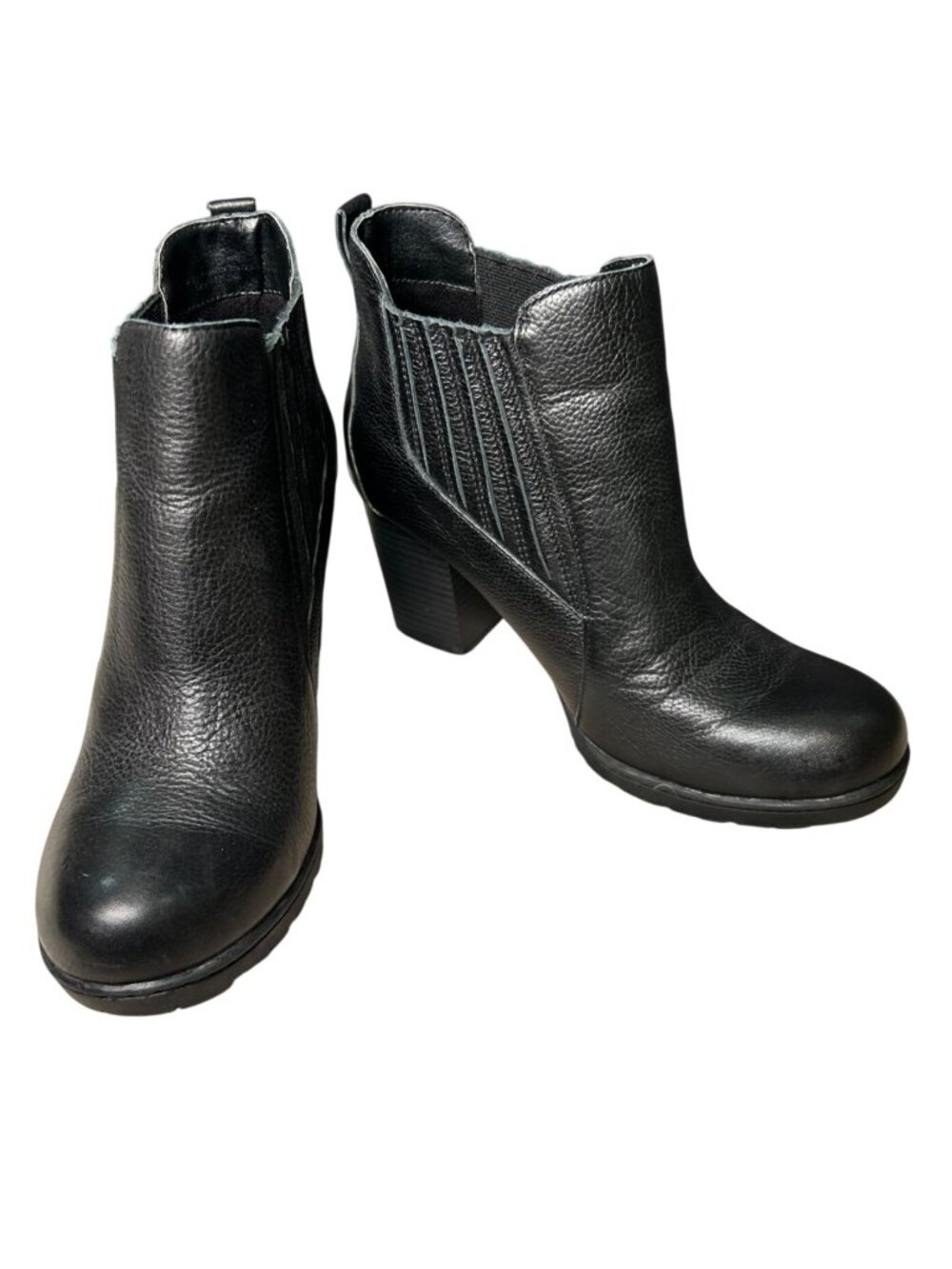 BOC by Born Concepts Black Leather Upper Ankle Booties Women's Size 7 Block Heel